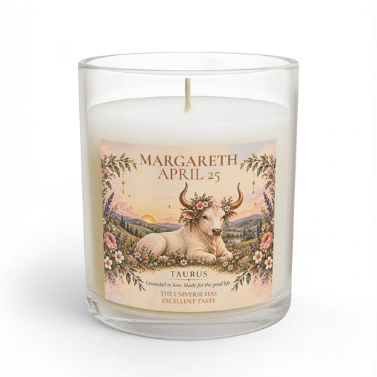 Personalized Taurus Birthday Candle with Name and Birthdate