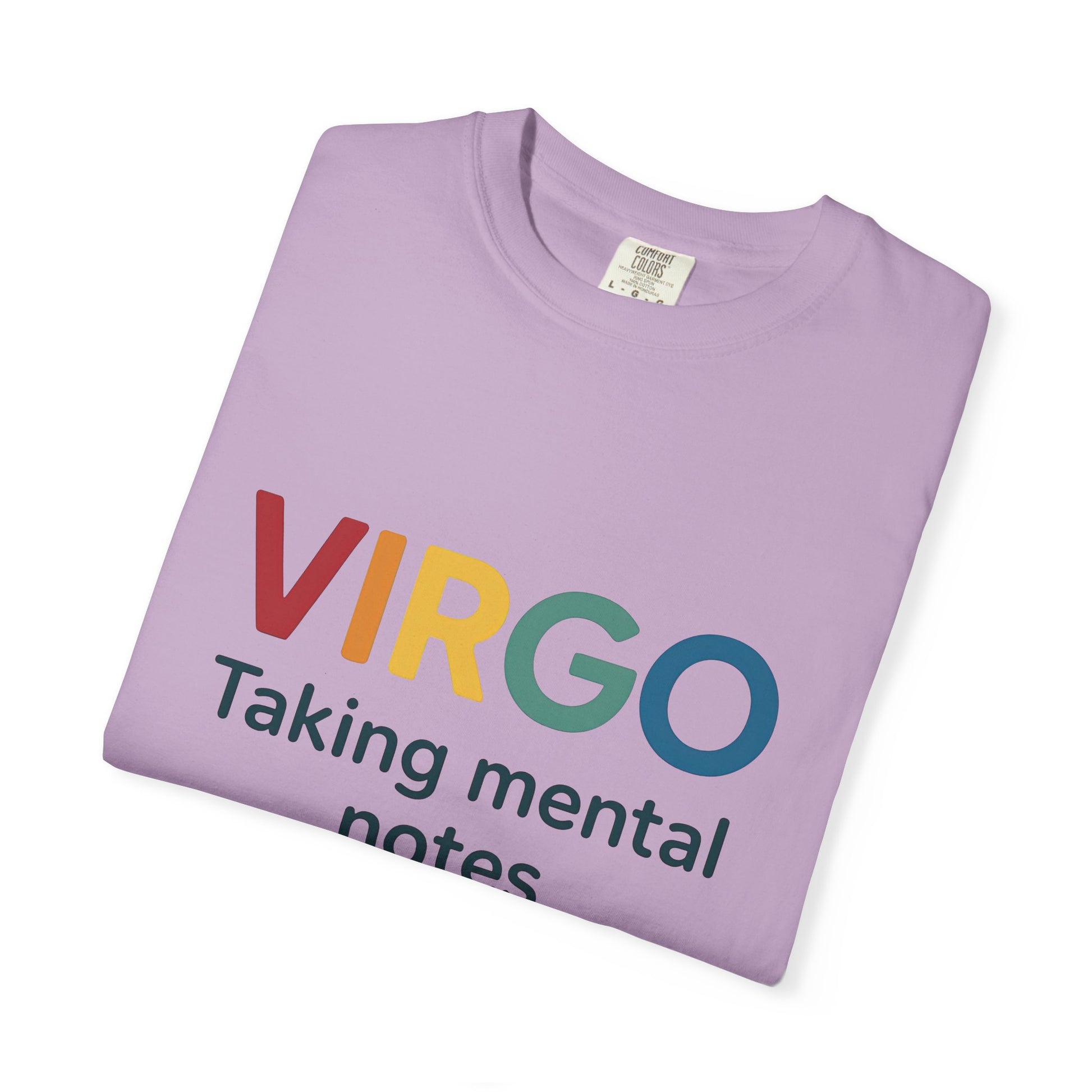 VIRGO Taking Mental Notes – Rainbow Minimalist Zodiac Tee