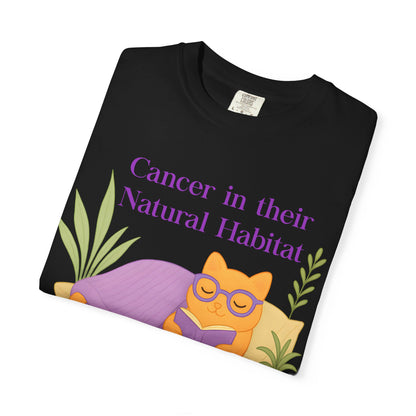 Cancer in Their Natural Habitat Tee – Funny Cozy Cat Zodiac Shirt