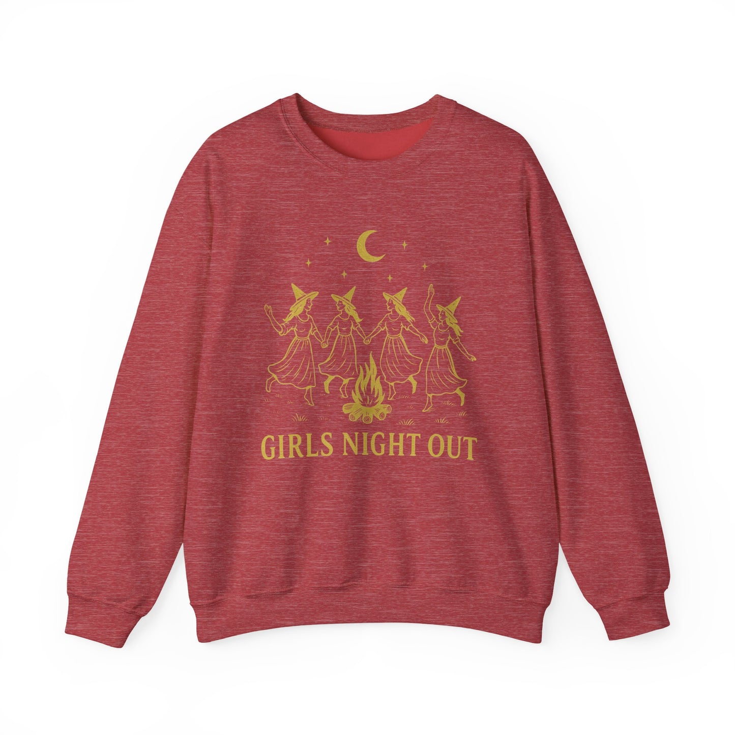 Girls Night Out Crewneck Sweatshirt – Dancing Witches Bonfire Graphic (Unisex)