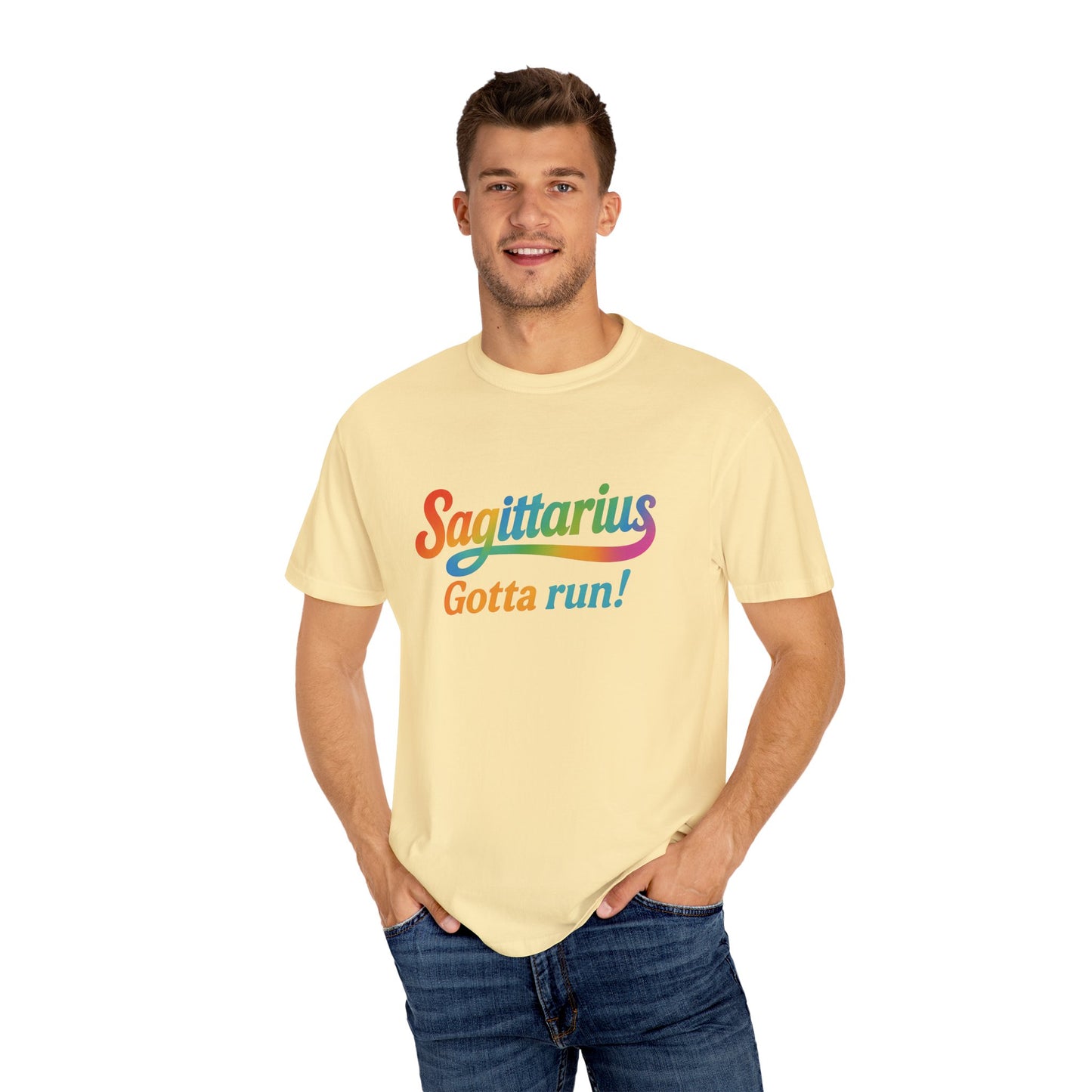 Sagittarius Gotta Run – Colorful Tee Zodiac Shirt