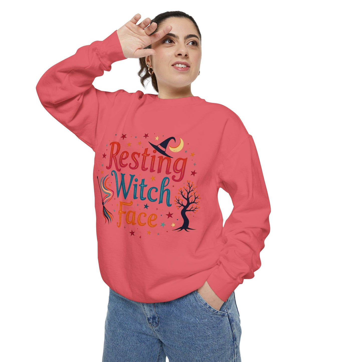 Resting Witch Face Sweatshirt – Retro Halloween Witch Pullover