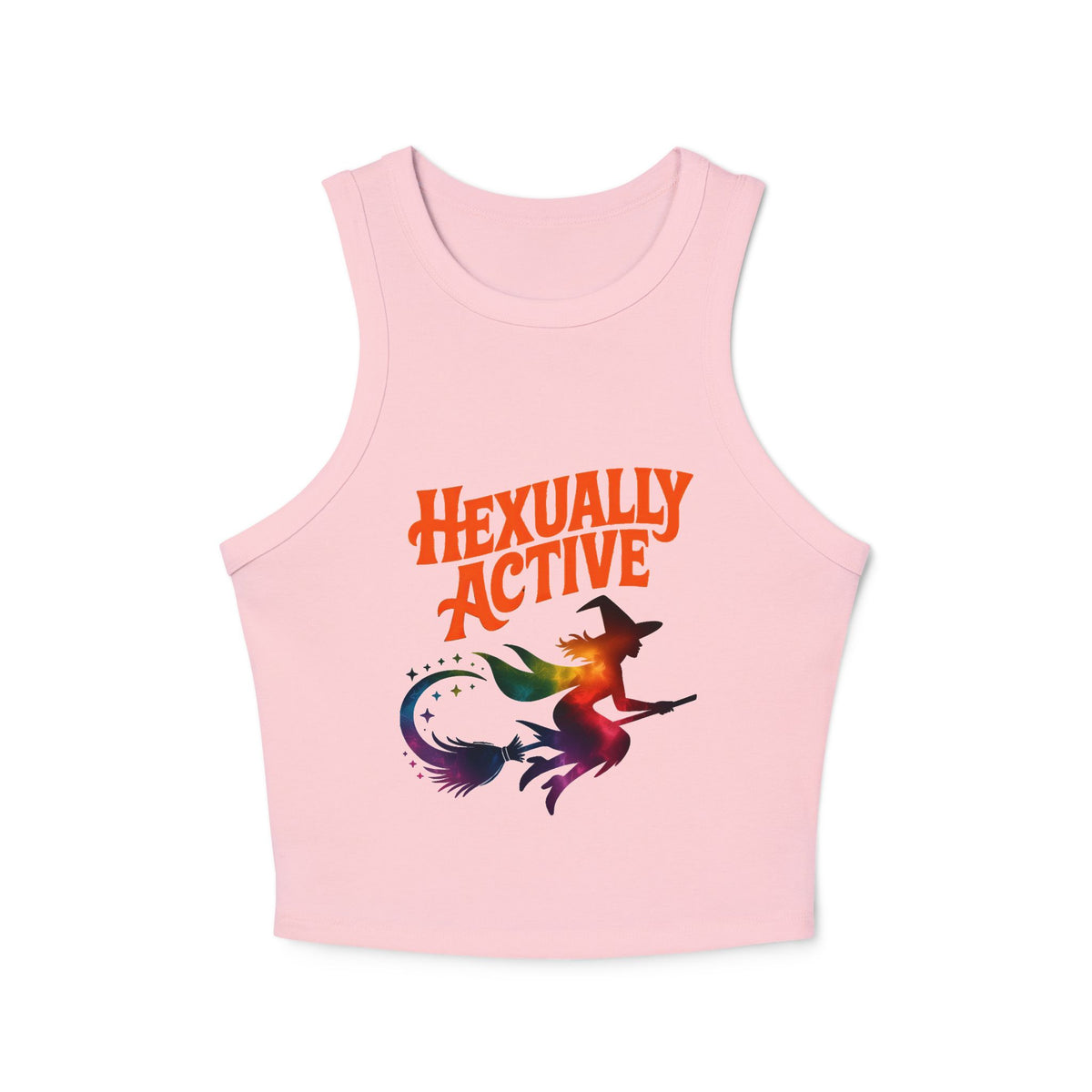 Hexually Active - Fun Witch Racerback Cropped Tank - Enchanted Sky