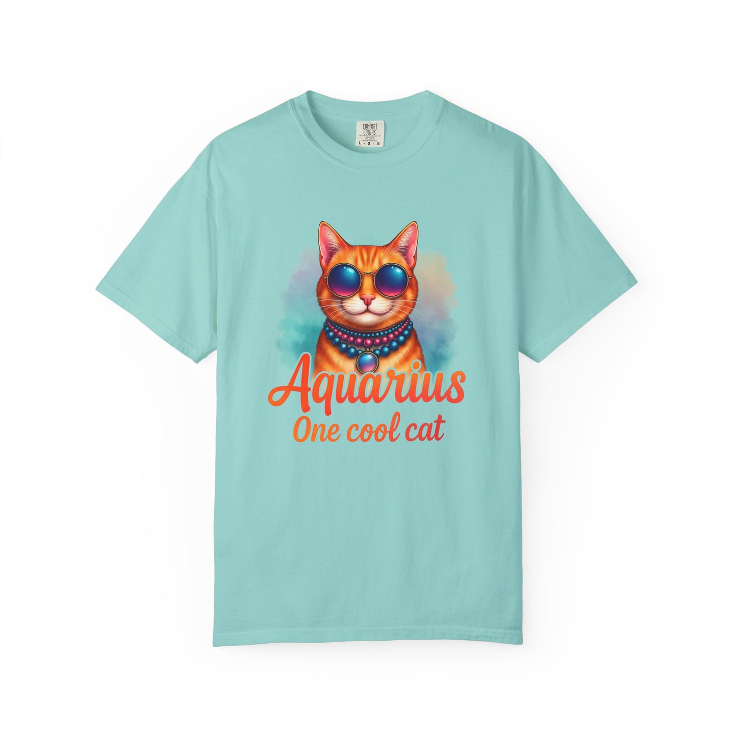 Aquarius One Cool Cat – Funky Retro Zodiac Tee - Enchanted Sky