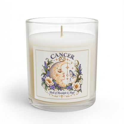 Floral Moonface Cancer Zodiac Astrology Candle 11oz | Celestial Home Decor