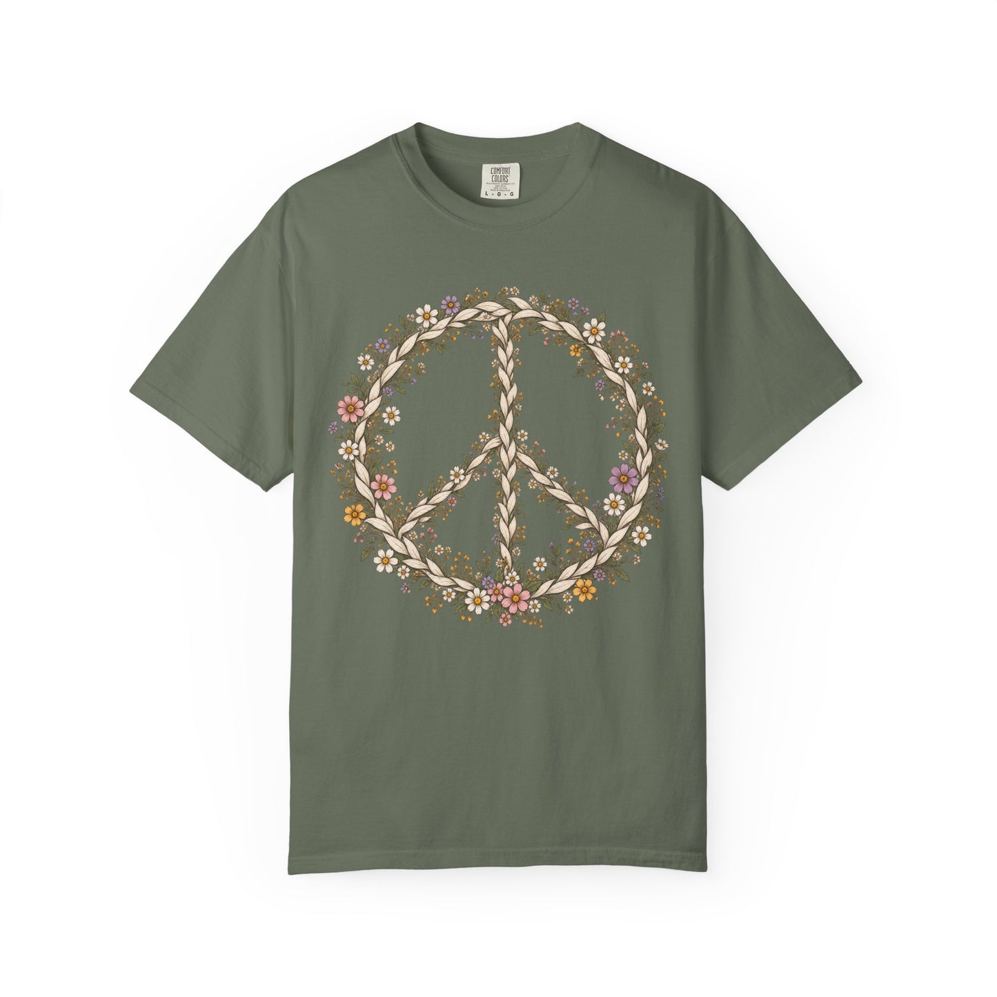 Boho Vintage Wildflower Peace Sign T-Shirt