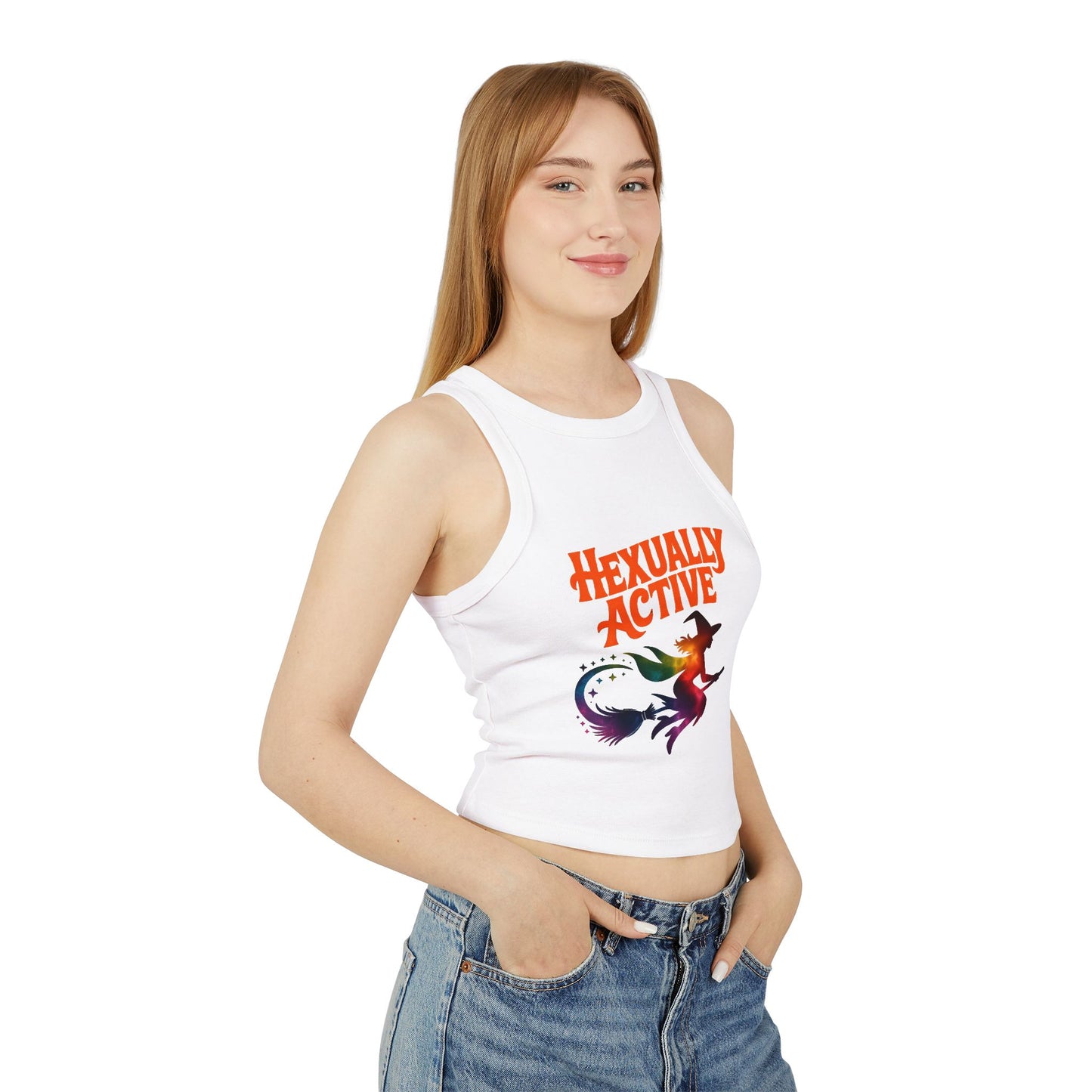 Hexually Active - Fun Witch Racerback Cropped Tank