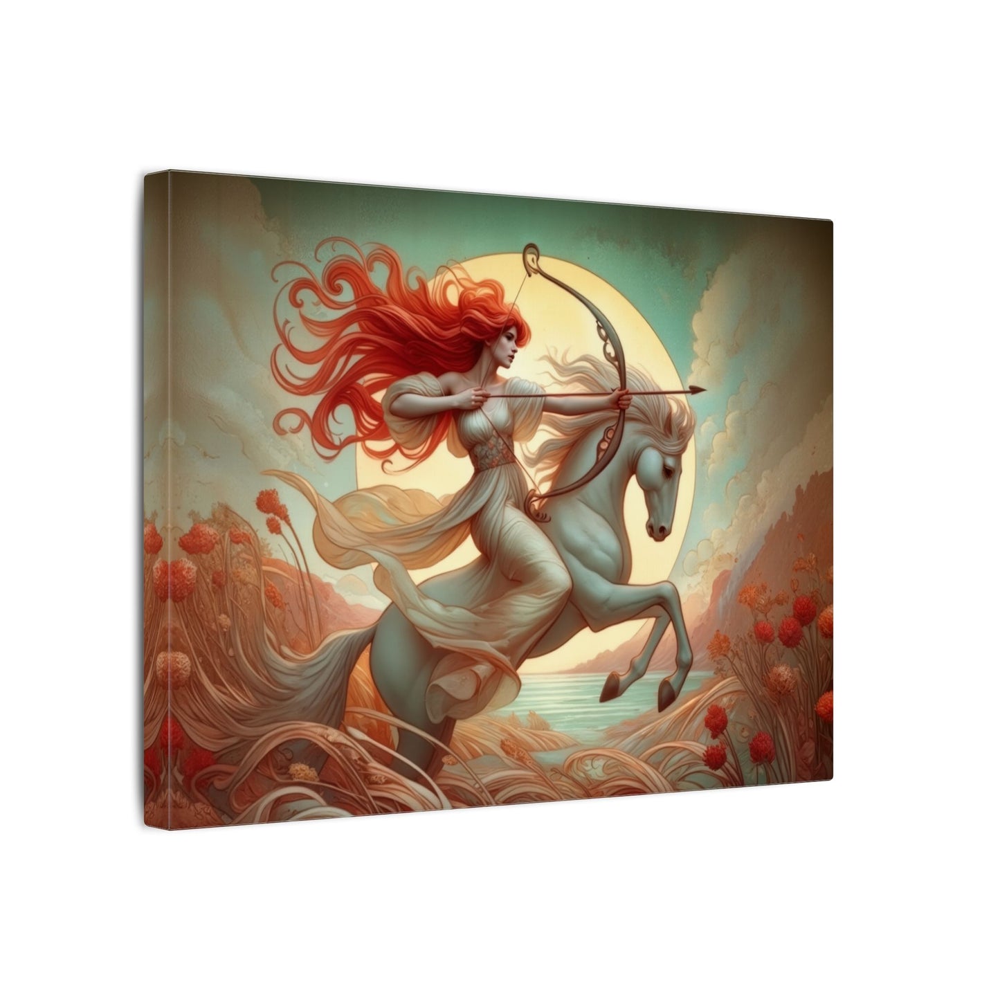 Firehorse Archer - Sagittarius Goddess | Art Nouveau Canvas Wall Art