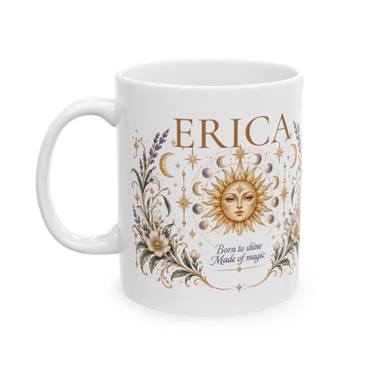 Personalized Boho Celestial Mug, Custom Name Coffee Cup, Sun and Moon Mug, Astrology Gift for Her