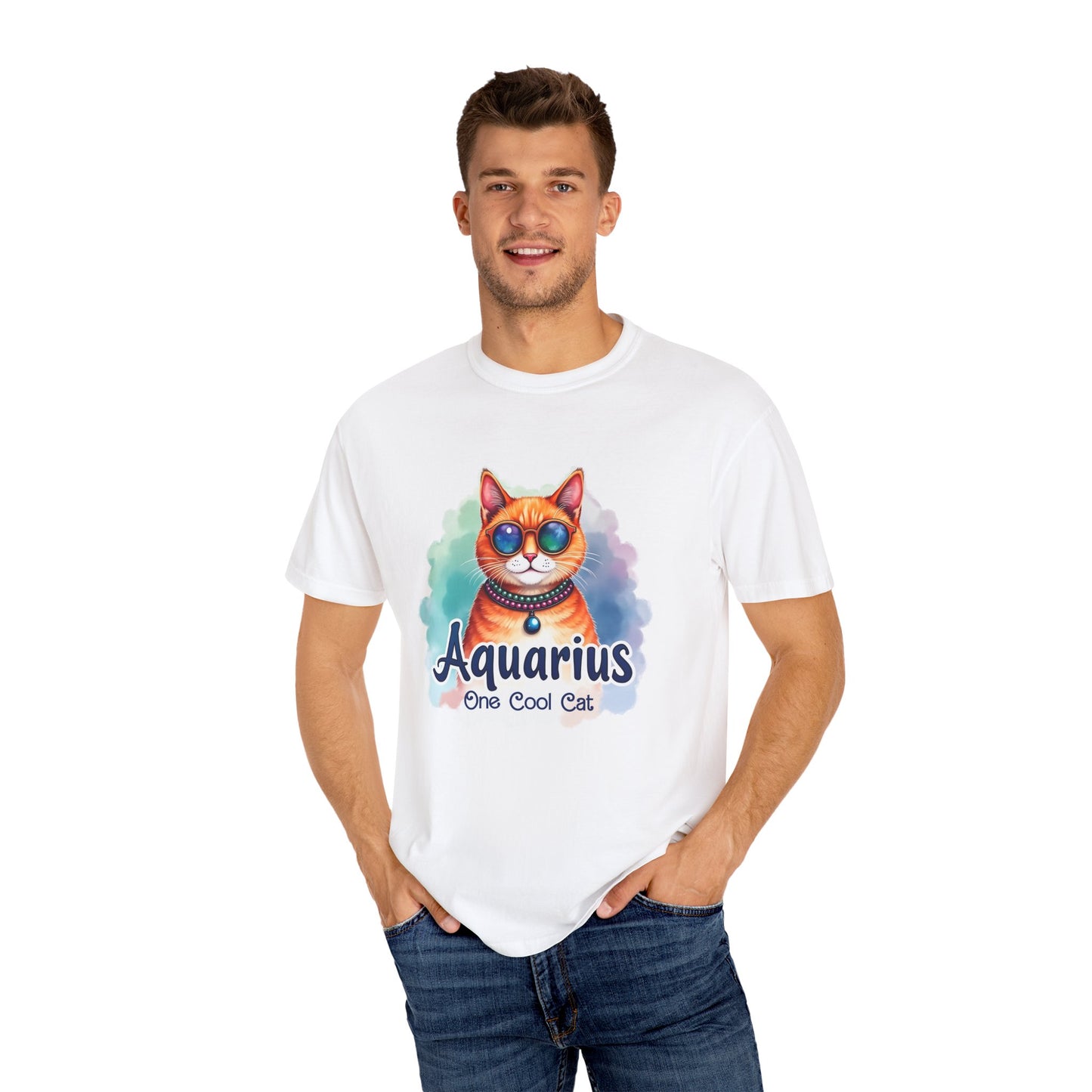 Aquarius One Cool Cat – Colorful Zodiac Shirt