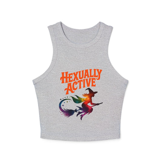 Hexually Active - Fun Witch Racerback Cropped Tank