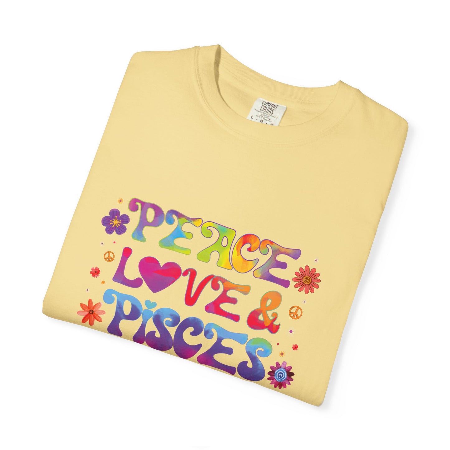 Peace Love & Pisces Tee – Retro Colorful Zodiac Shirt