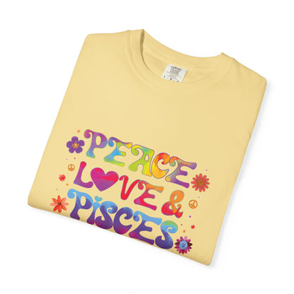 Peace Love & Pisces Tee – Retro Colorful Zodiac Shirt