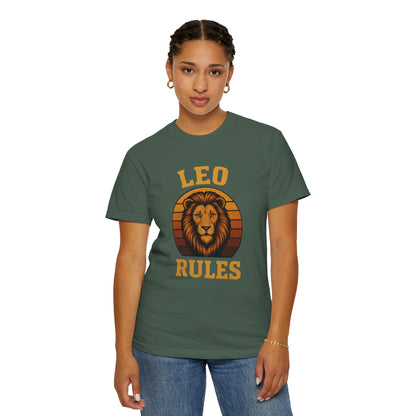 Leo Rules – Vintage Sunset Zodiac Tee