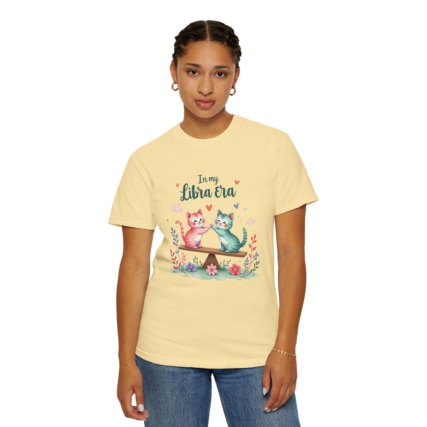 In My Libra Era Tee – Funny Colorful Zodiac Cat Shirt