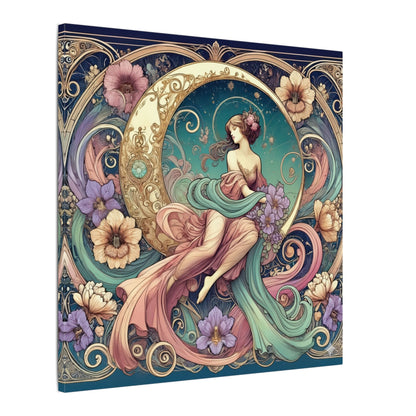 Floral Moon Muse – Art Nouveau Goddess Wall Art