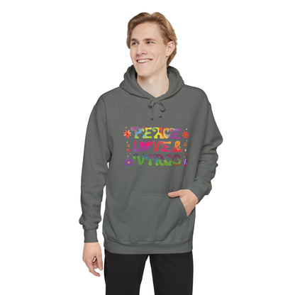 Peace Love & Virgo Unisex Hoodie – Groovy Retro Comfort Colors Midweight Hoodie