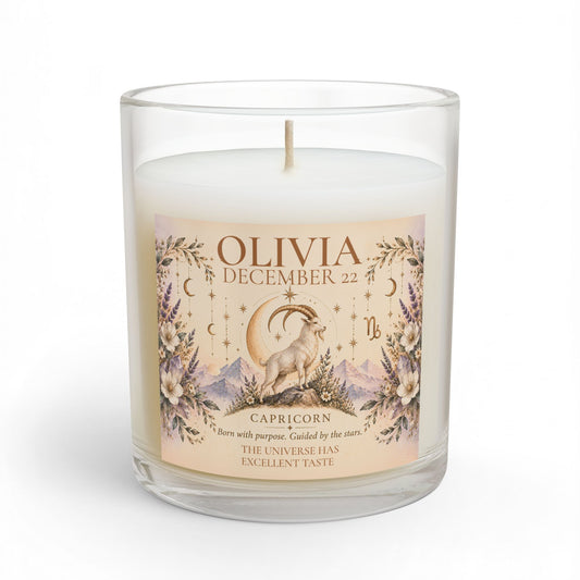 Personalized Boho Celestial Capricorn Ram Candle 11oz