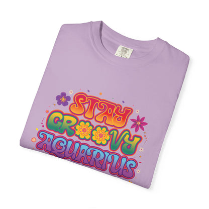 Stay Groovy Aquarius – Retro Flower Power Tee