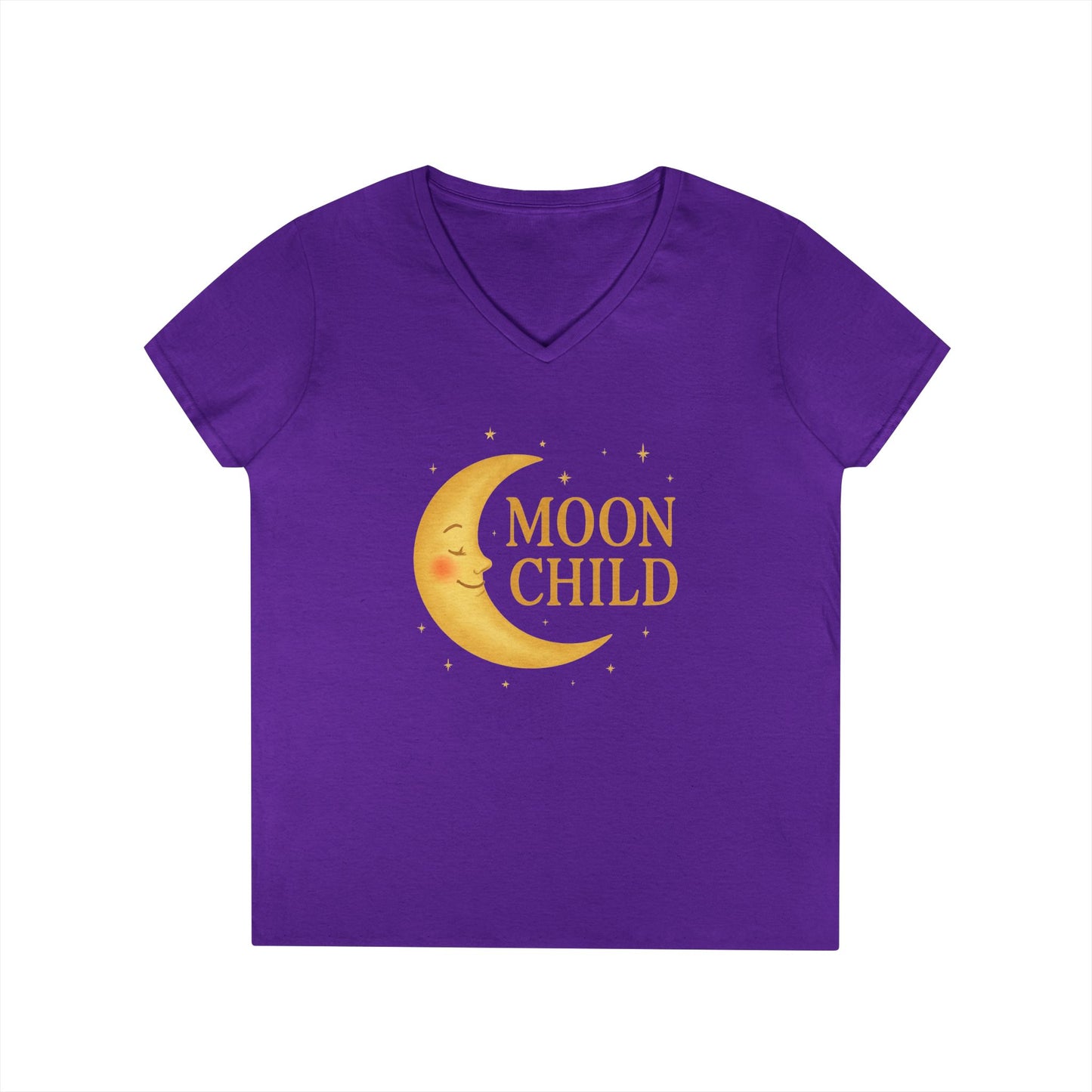 Moon Child Women’s V-Neck Tee – Empowering Celestial Lunar Zodiac Shirt