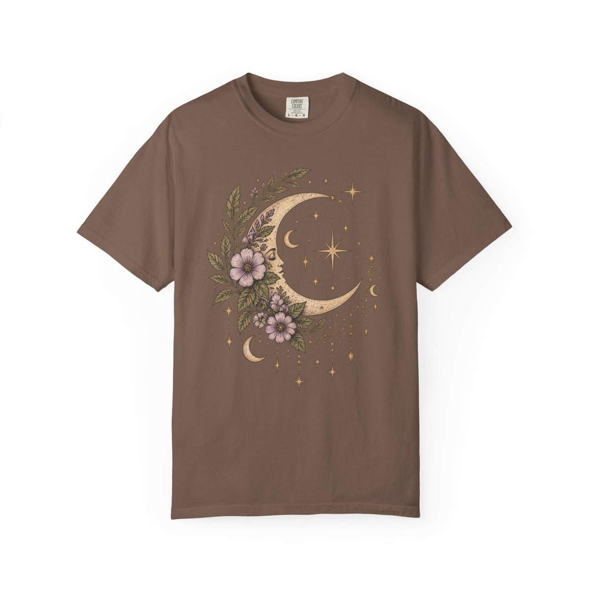 Vintage Night Sky Floral Crescent Moon Unisex T-Shirt