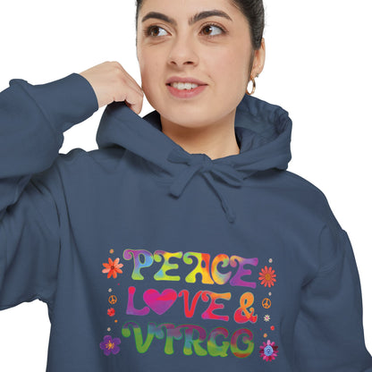 Peace Love & Virgo Unisex Hoodie – Groovy Retro Comfort Colors Midweight Hoodie