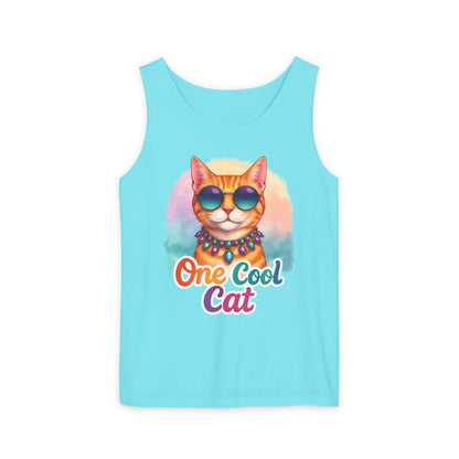 One Cool Cat – Colorful Retro Sassy Cat Tank (Unisex)