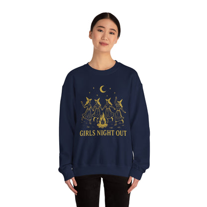 Girls Night Out Crewneck Sweatshirt – Dancing Witches Bonfire Graphic (Unisex)