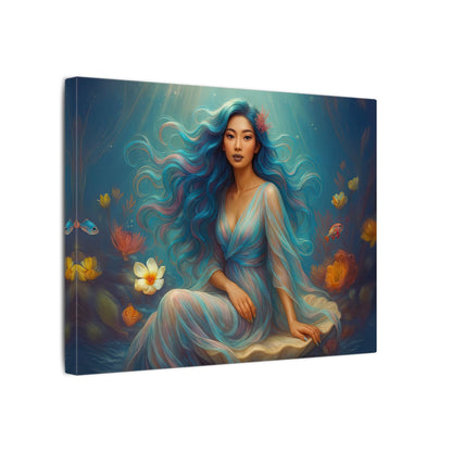 Pisces Zodiac Wall Art, Ocean Goddess Canvas Print, Astrology Home Decor, Pisces Gift for Her, Underwater Fantasy Painting, Star Sign Wall Decor