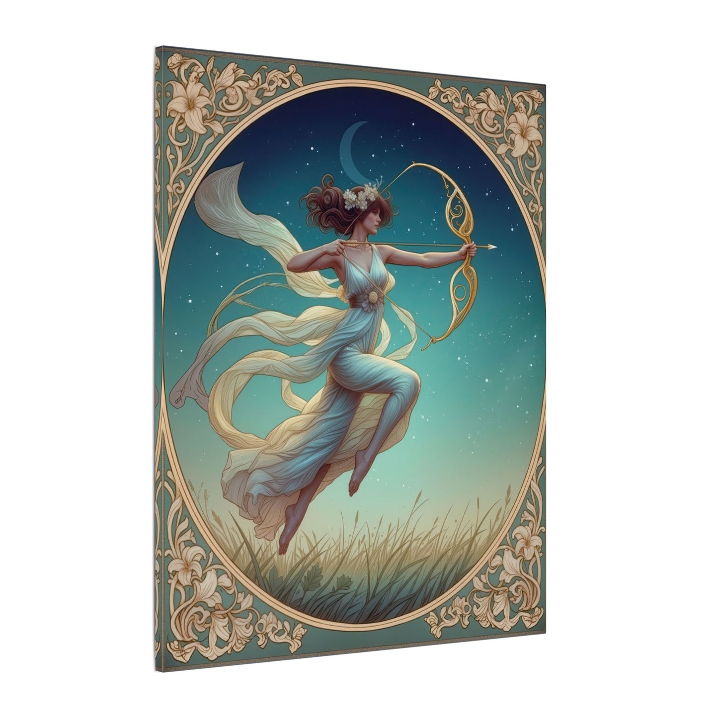Artemis Under the Stars – Art Nouveau Goddess Wall Art