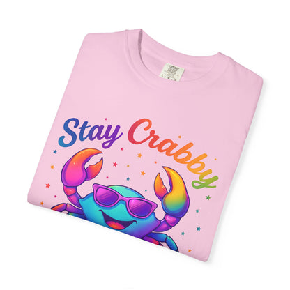 Stay Crabby Cancer – Rainbow Retro Crab
