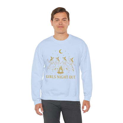 Girls Night Out Crewneck Sweatshirt – Dancing Witches Bonfire Graphic (Unisex)