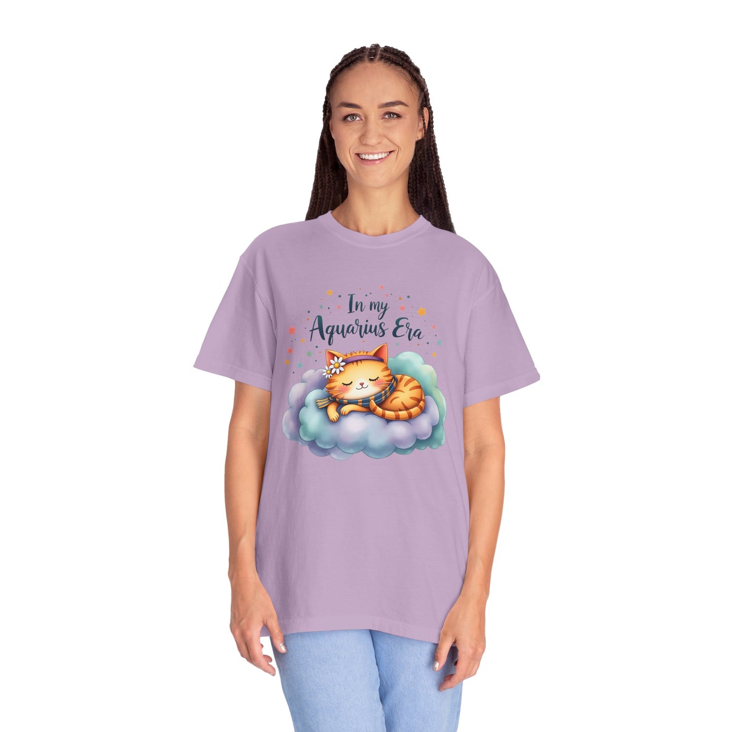 In My Aquarius Era Tee – Colorful Zodiac Cat Shirt