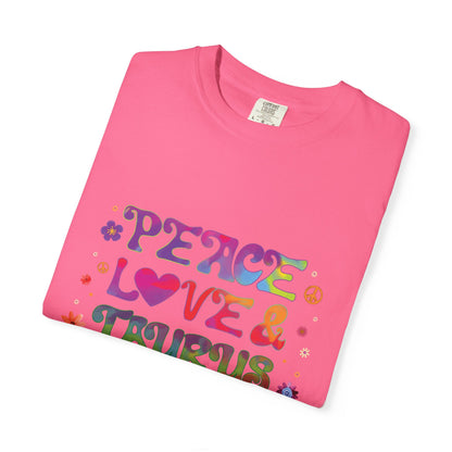 Peace Love & Taurus – Earthy Retro Zodiac Tee