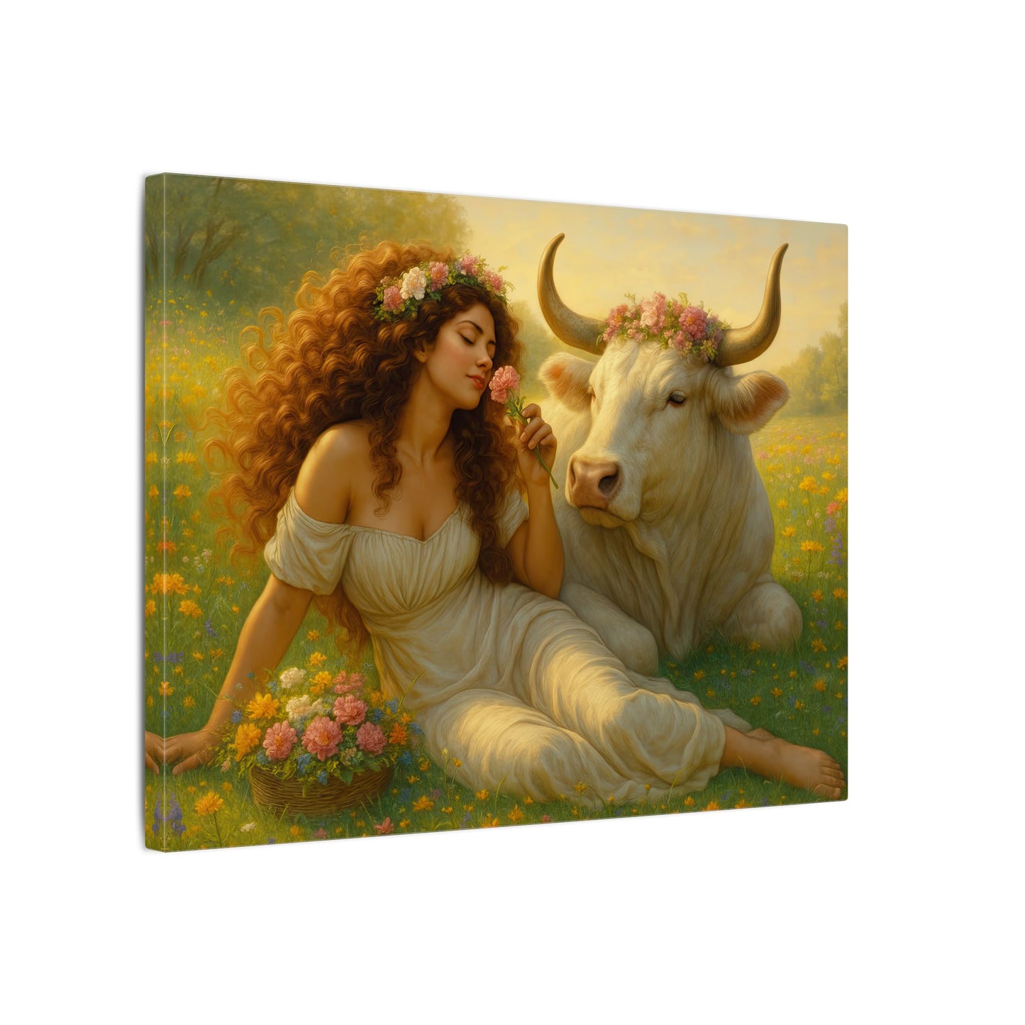 Beauty and the Bull: Art Nouveau Taurus Goddess Wall Art