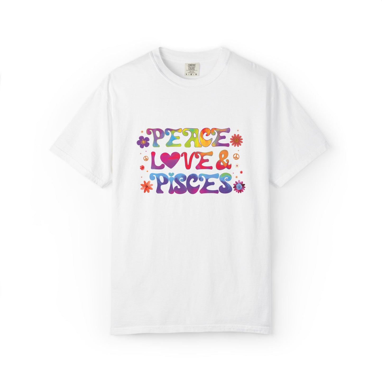 Peace Love & Pisces Tee – Retro Colorful Zodiac Shirt