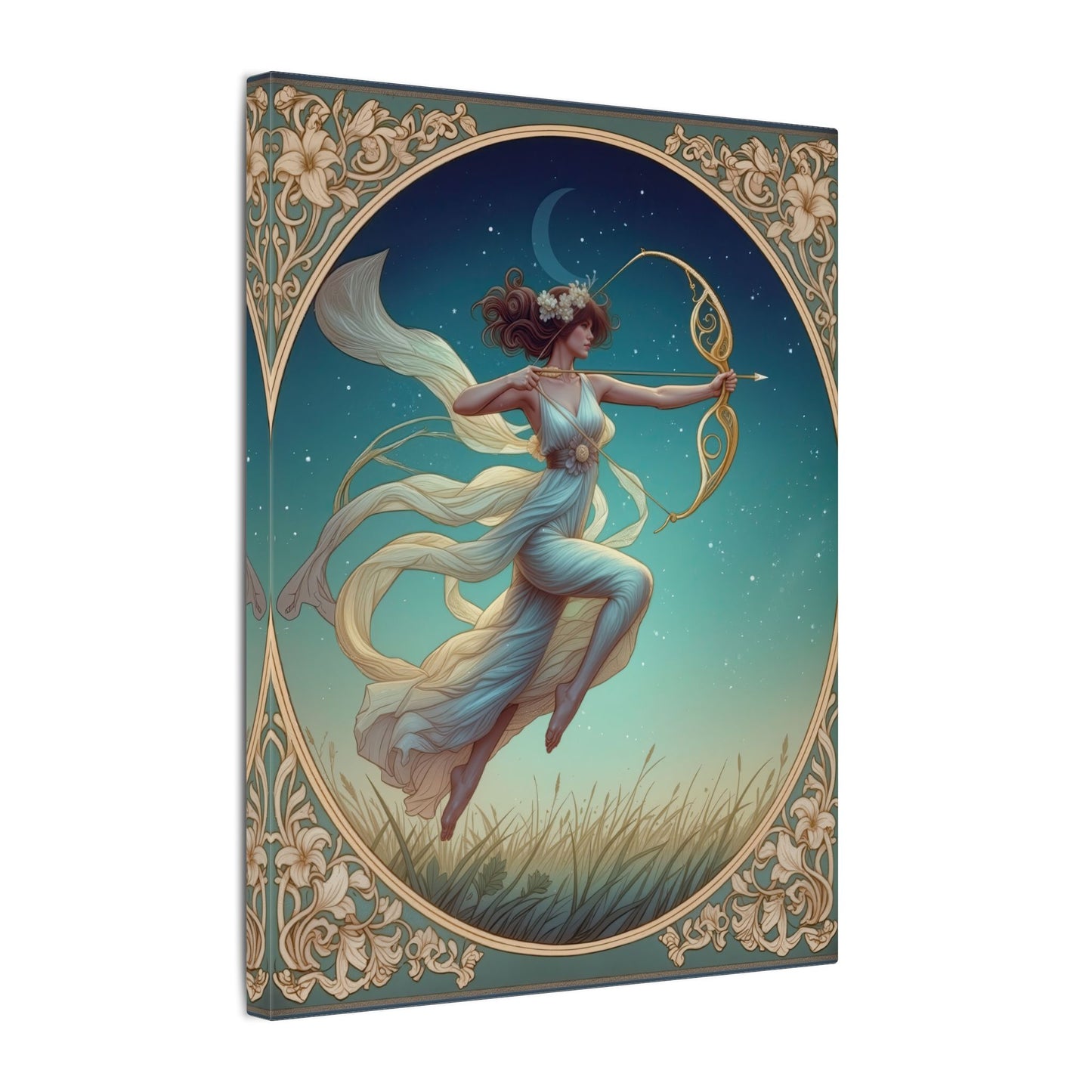 Artemis Under the Stars – Art Nouveau Goddess Wall Art