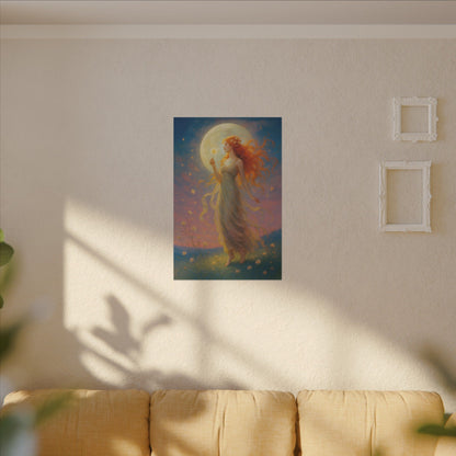 Moonlight Wishes – Luminous Goddess Wall Art (Art Nouveau Inspired)
