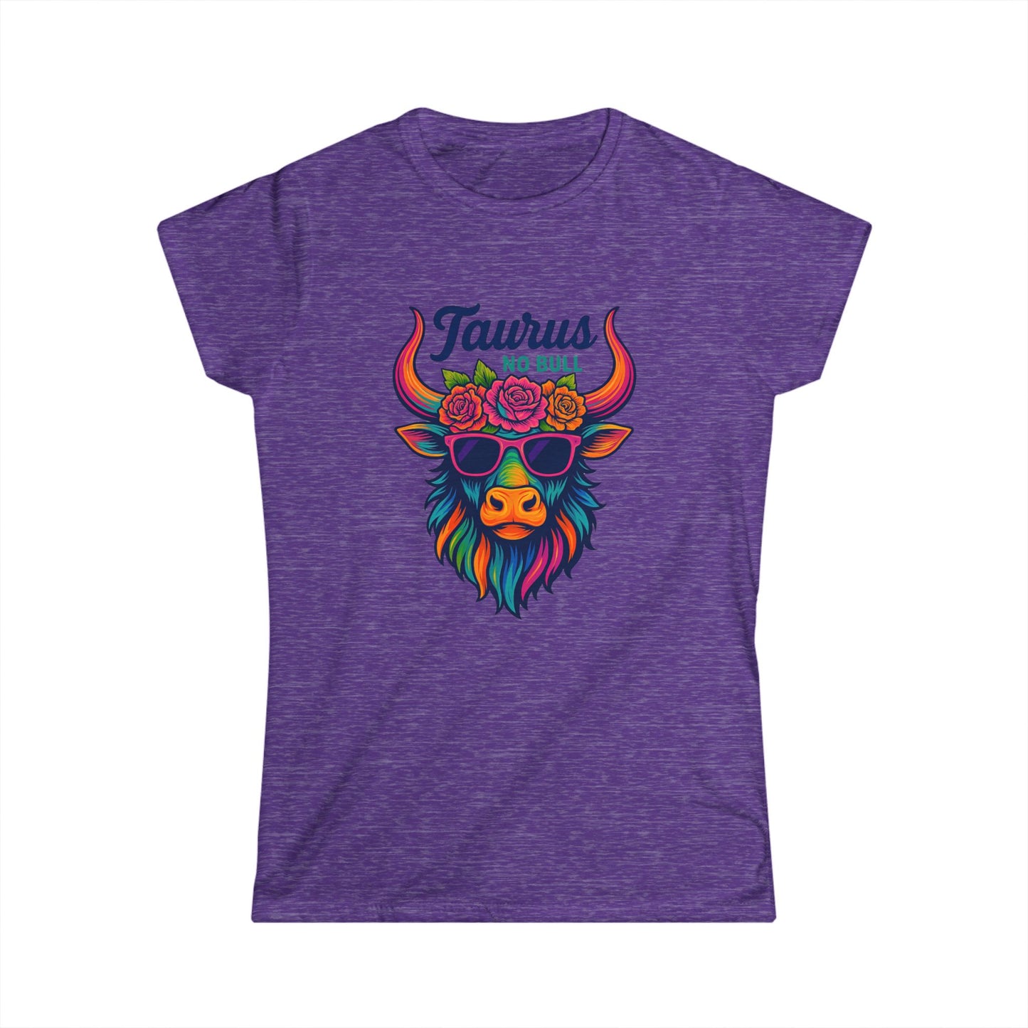 Taurus No Bull Women’s Softstyle Tee – Empowering Floral Zodiac Shirt