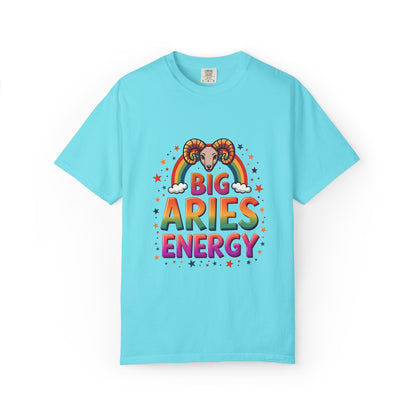 Big Aries Energy T-Shirt | Astrology Zodiac Tee | Comfort Colors Aries Shirt | Fire Sign Birthday Gift | Retro Horoscope Graphic Tee for Aries Lovers