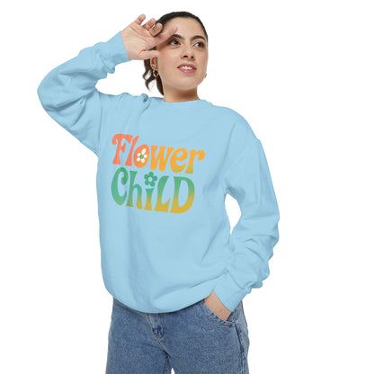 Flower Child Unisex Crewneck – Groovy Flower Power Comfort Colors Midweight Sweatshirt