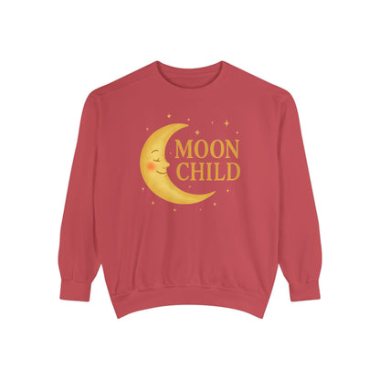 Moon Child Unisex Crewneck – Vibrant Celestial Comfort Colors Midweight Sweatshirt