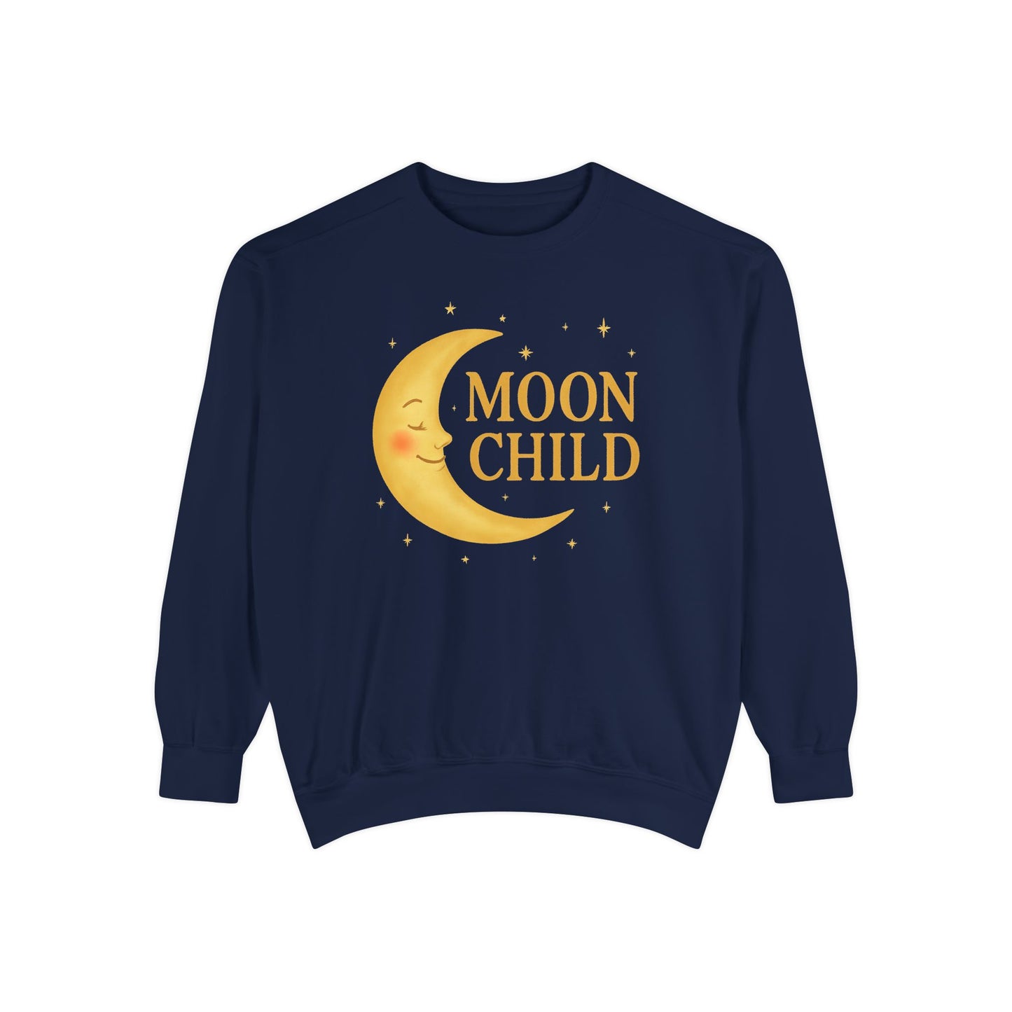 Moon Child Unisex Crewneck – Vibrant Celestial Comfort Colors Midweight Sweatshirt