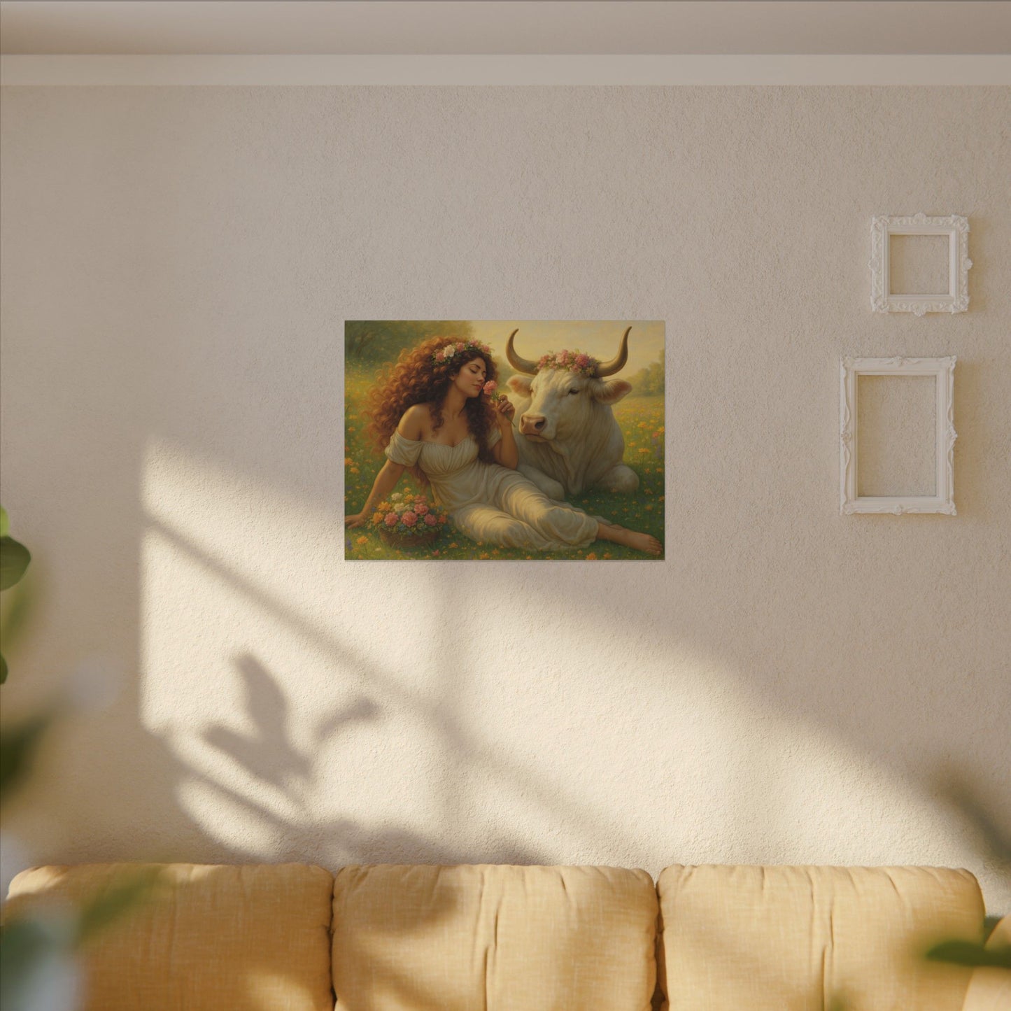 Taurus Zodiac Wall Art, Renaissance Taurus Canvas Print, Astrology Home Decor, Taurus Gift for Her, Celestial Bull Painting, Star Sign Wall Decor