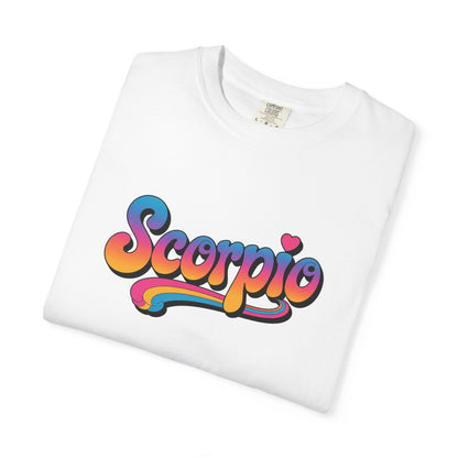 Scorpio Retro Groovy Tee – Multicolor Zodiac Shirt