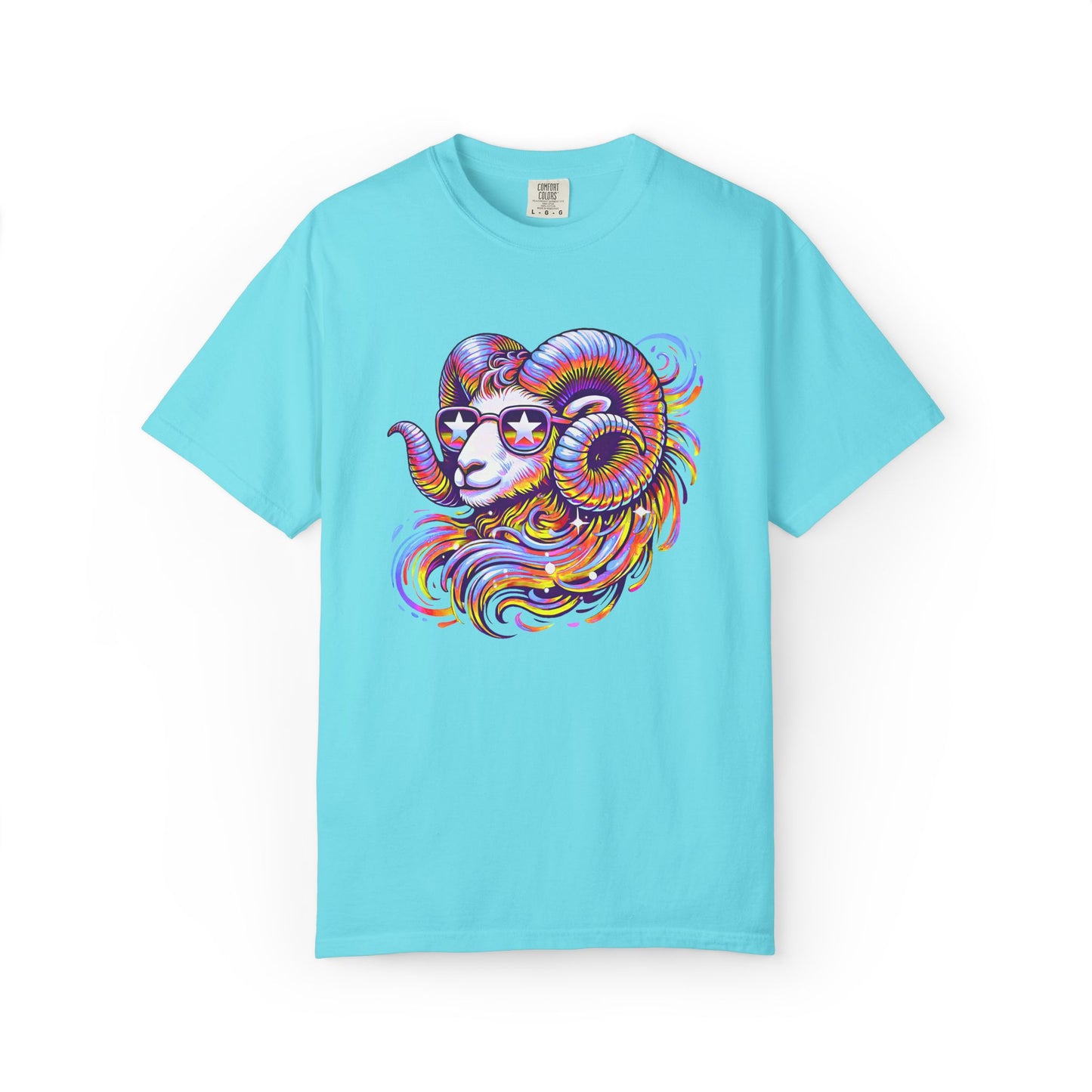 Psychedelic Aries Ram Tee – Retro Multicolor Zodiac Shirt