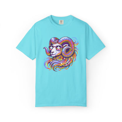 Psychedelic Aries Ram Tee – Retro Multicolor Zodiac Shirt