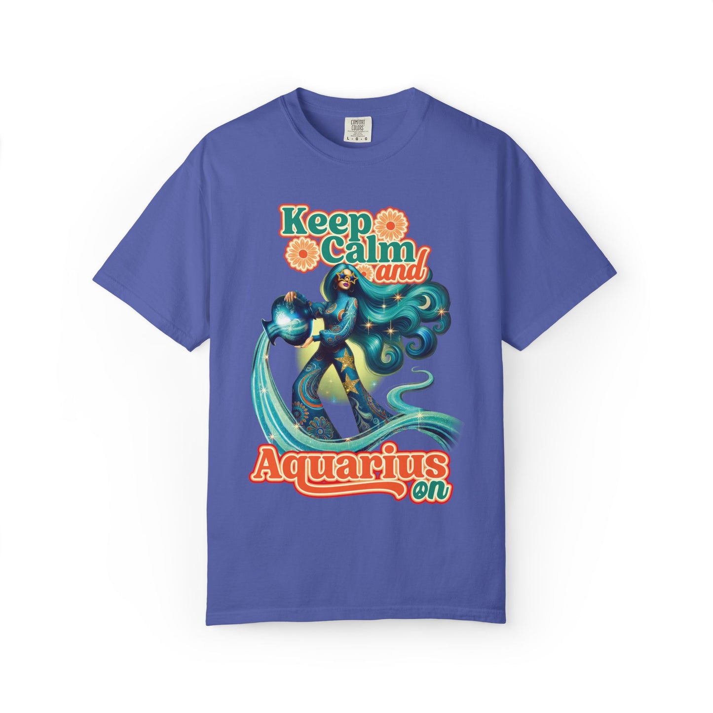 Keep Calm and Aquarius On – Retro Water Bearer Zodiac Tee