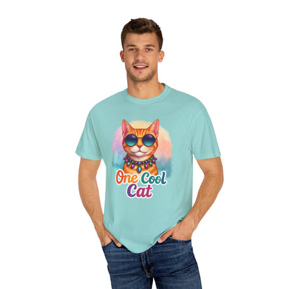 One Cool Cat  -  Funny Retro Groovy Cat Lover Tee