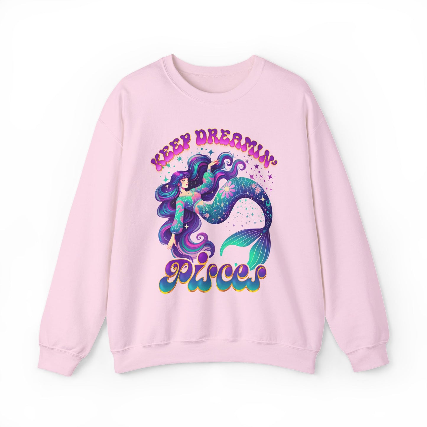 Keep Dreamin’ Pisces Sweatshirt | Celestial Mermaid Zodiac Crewneck | Cozy Astrology Gift for Dreamers | Water Sign Horoscope Apparel | Soft Star Sign Pullover